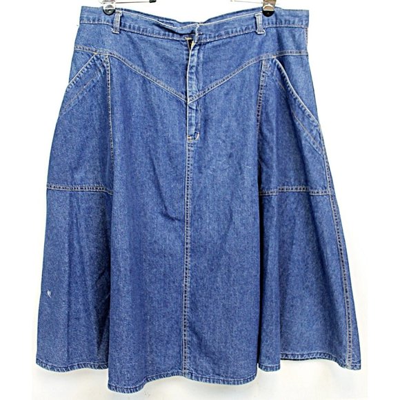 Tracer Woman Denim Jean Skirt  Side Pockets A Line Country Western Prairie Rodeo - Picture 1 of 7